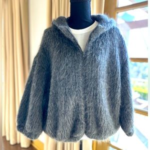 Prada - Grey Mohair Zipper Hoodie
